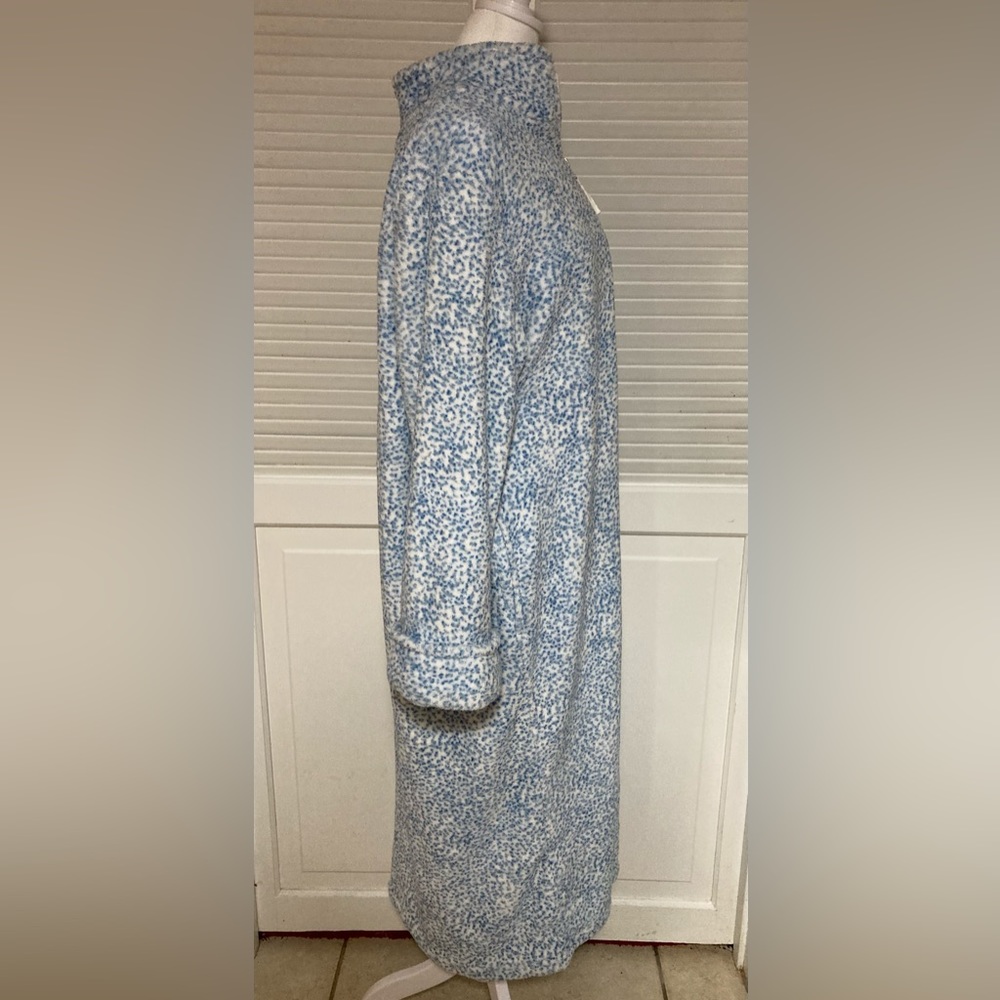 EC Oscar de la Renta Speckled Blue & White Zip-up Duster Size L/XL - Picture 6 of 14